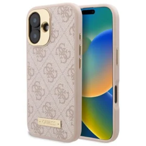 Guess 4G Logo Plate MagSafe Case for iPhone 16 Plus - Pinkeng