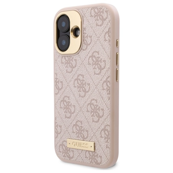 Guess 4G Logo Plate MagSafe Case for iPhone 16 Plus - Pinkeng