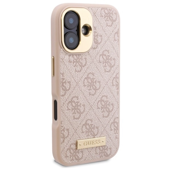 Guess 4G Logo Plate MagSafe Case for iPhone 16 Plus - Pinkeng