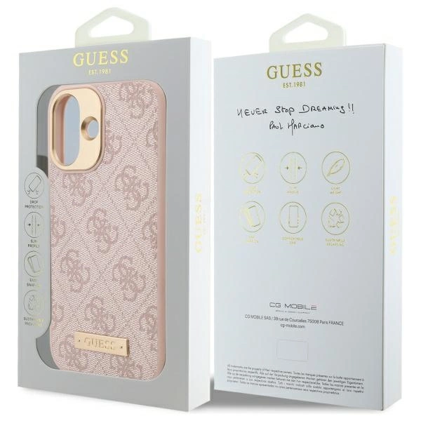 Guess 4G Logo Plate MagSafe Case for iPhone 16 Plus - Pinkeng