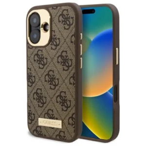 Guess 4G Logo Plate MagSafe iPhone 16 Plus Case - Browneng
