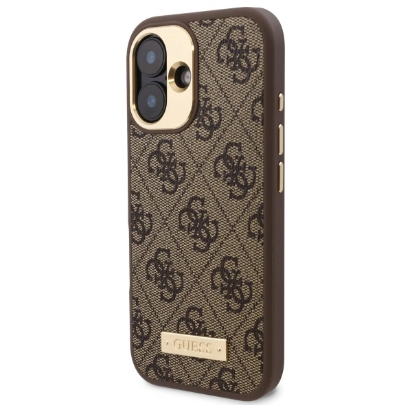 Guess 4G Logo Plate MagSafe iPhone 16 Plus Case - Browneng