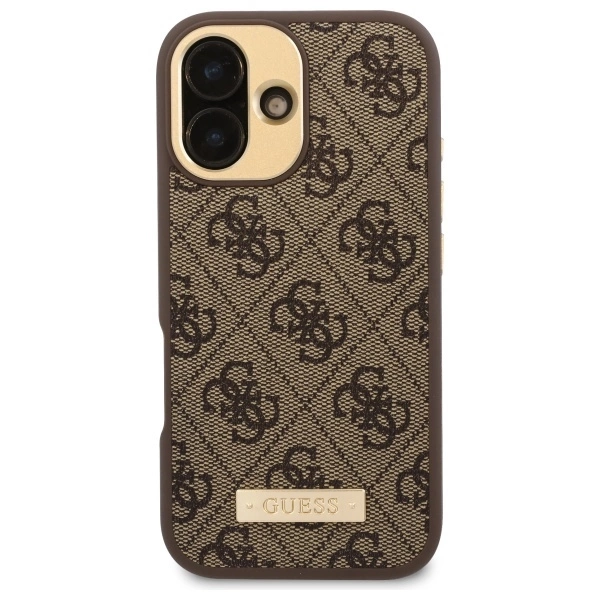 Guess 4G Logo Plate MagSafe iPhone 16 Plus Case - Browneng