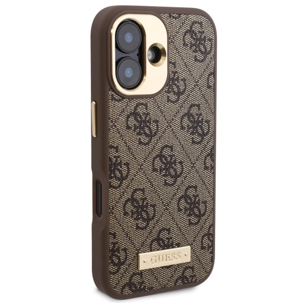 Guess 4G Logo Plate MagSafe iPhone 16 Plus Case - Browneng