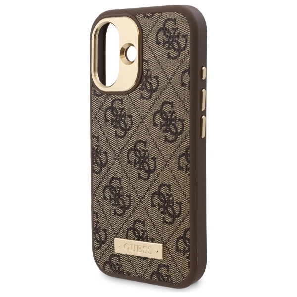 Guess 4G Logo Plate MagSafe iPhone 16 Plus Case - Browneng