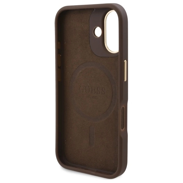 Guess 4G Logo Plate MagSafe iPhone 16 Plus Case - Browneng