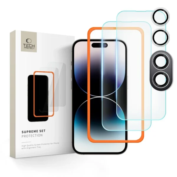 Tech-Protect Supreme Set tempered glass for iPhone 16 Plus - transparent (3 pcs.)eng