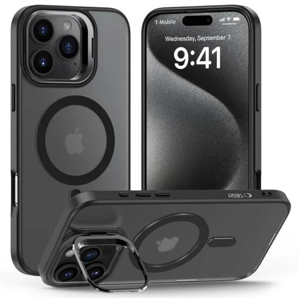 Tech-Protect MagStand MagSafe Case with Stand for iPhone 16 Pro Max - Semi-Transparenteng