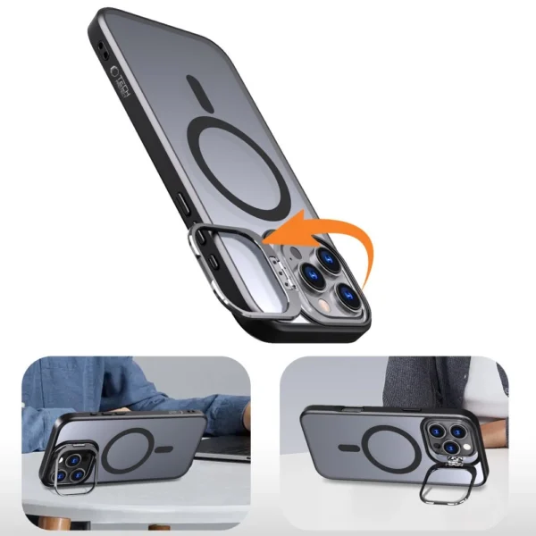 Tech-Protect MagStand MagSafe Case with Stand for iPhone 16 Pro Max - Semi-Transparenteng