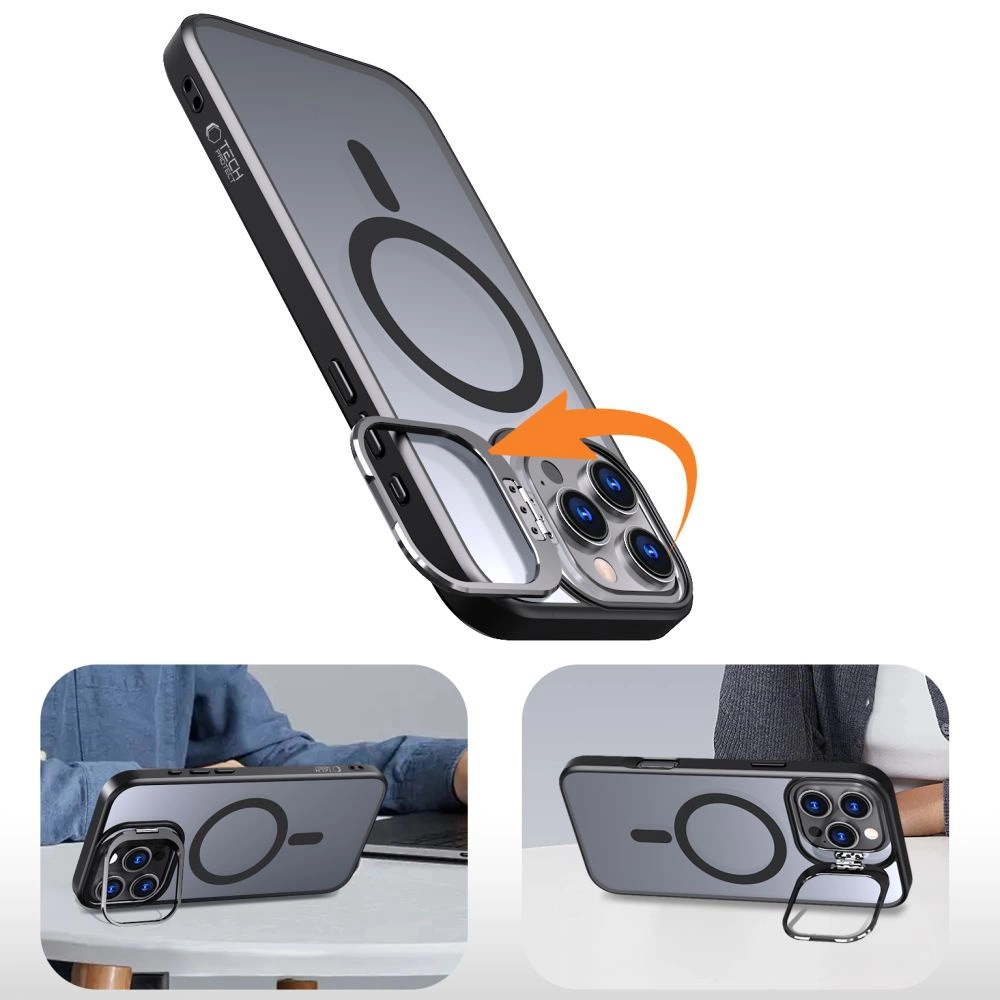 Tech-Protect MagStand MagSafe Case with Stand for iPhone 16 Pro Max - Semi-Transparenteng