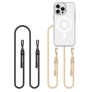 Tech-Protect FlexAir Chain MagSafe Case for iPhone 16 Pro Max - Clear + 2 Lanyards (Black and Taupe)eng