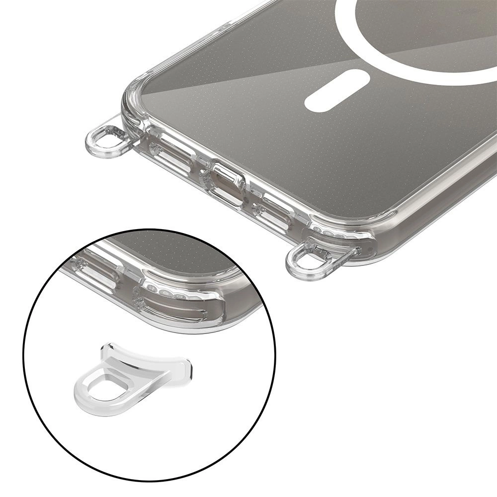 Tech-Protect FlexAir Chain MagSafe Case for iPhone 16 Pro Max - Clear + 2 Lanyards (Black and Taupe)eng