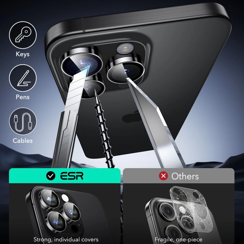 ESR Armorite Tempered Glass for iPhone 16 Pro / 16 Pro Max Camera - Blackeng