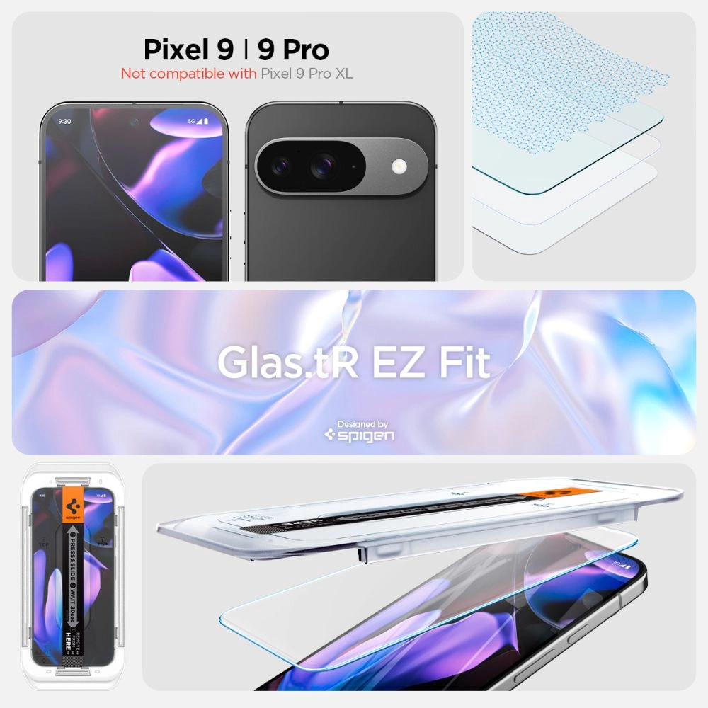 Spigen Glas.tR EZ Fit Tempered Glass with Applicator for Google Pixel 9 / 9 Pro (2 pcs.)eng
