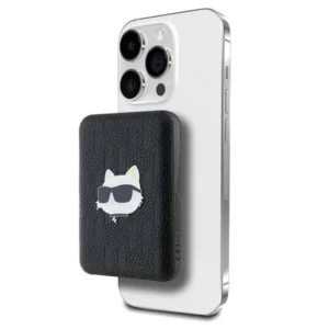 Karl Lagerfeld Powerbank inductive KLPB5FPGKSCHHK 16W 5000mAh black/black Choupette Head Pin MagSafeeng
