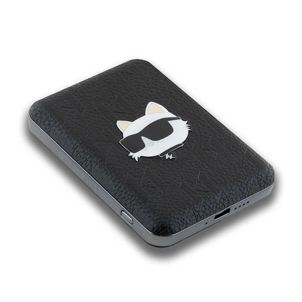Karl Lagerfeld Powerbank inductive KLPB5FPGKSCHHK 16W 5000mAh black/black Choupette Head Pin MagSafeeng