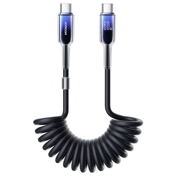 Joyroom S-A43 Crystal-Clear Series 60W USB-C - USB-C spiral cable 1.5m - blackeng