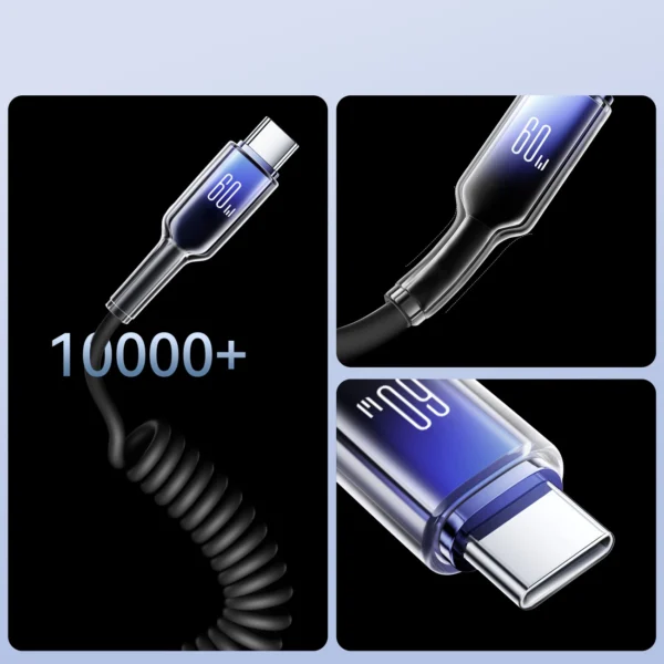 Joyroom S-A43 Crystal-Clear Series 60W USB-C - USB-C spiral cable 1.5m - blackeng