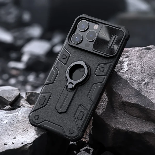 Nillkin CamShield Armor Case for iPhone 15 Pro Max - Blackeng