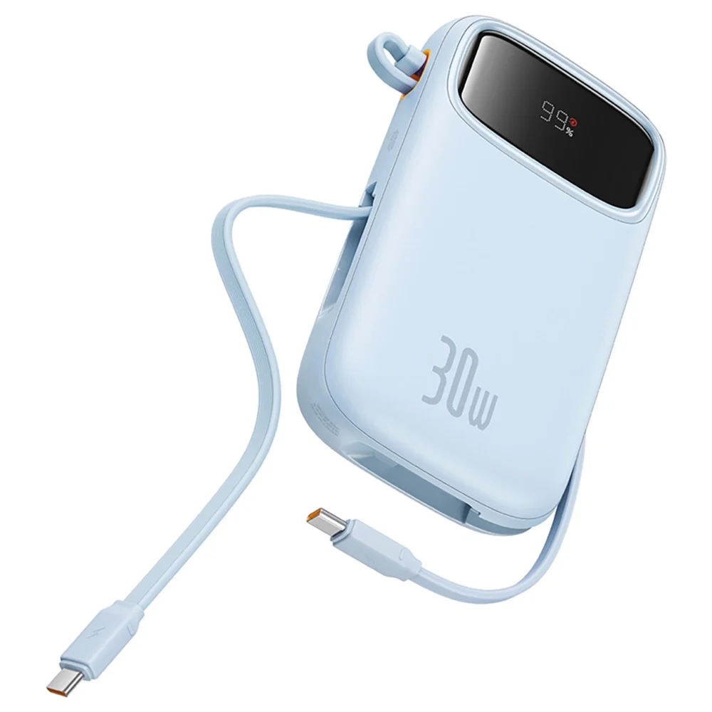 Baseus QPow 2 30W 10000mAh Power Bank with Built-in USB-C Cables - Blueeng