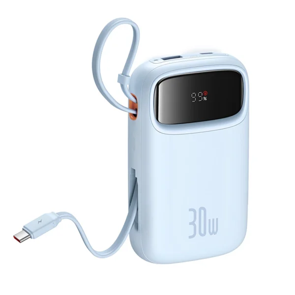 Baseus QPow 2 30W 10000mAh Power Bank with Built-in USB-C Cables - Blueeng