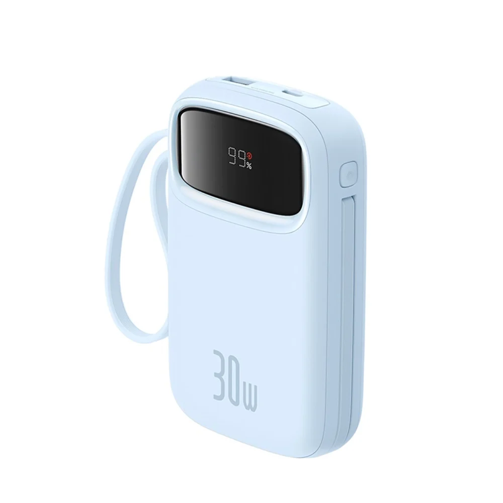 Baseus QPow 2 30W 10000mAh Power Bank with Built-in USB-C Cables - Blueeng