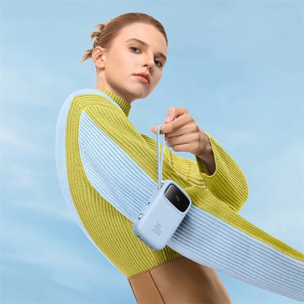 Baseus QPow 2 30W 10000mAh Power Bank with Built-in USB-C Cables - Blueeng