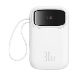 Baseus QPow 2 30W 10000mAh Power Bank with Built-in USB-C Cables - Whiteeng