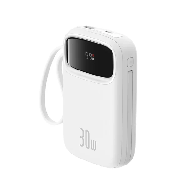 Baseus QPow 2 30W 10000mAh Power Bank with Built-in USB-C Cables - Whiteeng
