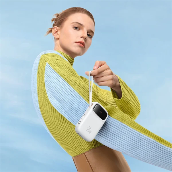 Baseus QPow 2 30W 10000mAh Power Bank with Built-in USB-C Cables - Whiteeng