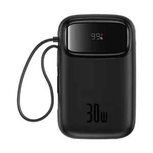 Baseus QPow 2 30W 10000mAh Power Bank with Built-in USB-C Cables - Blackeng