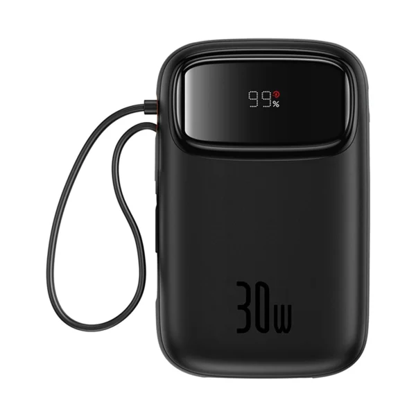 Baseus QPow 2 30W 10000mAh Power Bank with Built-in USB-C Cables - Blackeng