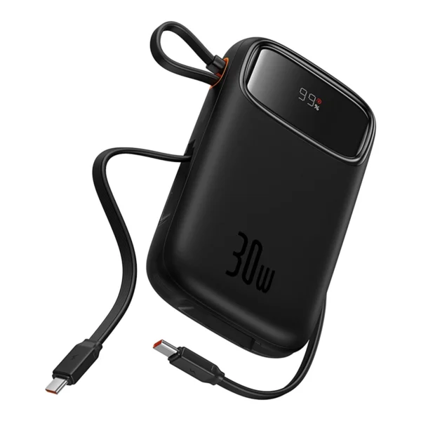 Baseus QPow 2 30W 10000mAh Power Bank with Built-in USB-C Cables - Blackeng