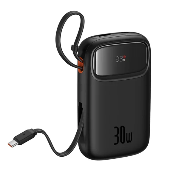 Baseus QPow 2 30W 10000mAh Power Bank with Built-in USB-C Cables - Blackeng