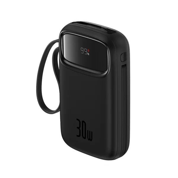 Baseus QPow 2 30W 10000mAh Power Bank with Built-in USB-C Cables - Blackeng