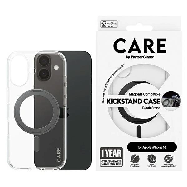 CARE by PanzerGlass Feature Kickstand Case iPhone 16 6.1" black/black MagSafe 1321eng