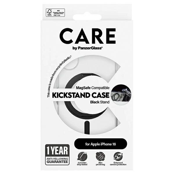 CARE by PanzerGlass Feature Kickstand Case iPhone 16 6.1" black/black MagSafe 1321eng