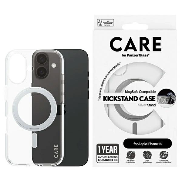 CARE by PanzerGlass Feature Kickstand Case iPhone 16 6.1" silver/silver MagSafe 1325eng