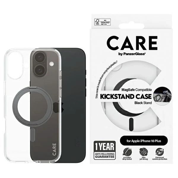 CARE by PanzerGlass Feature Kickstand Case iPhone 16 Plus 6.7" black/black MagSafe 1323eng
