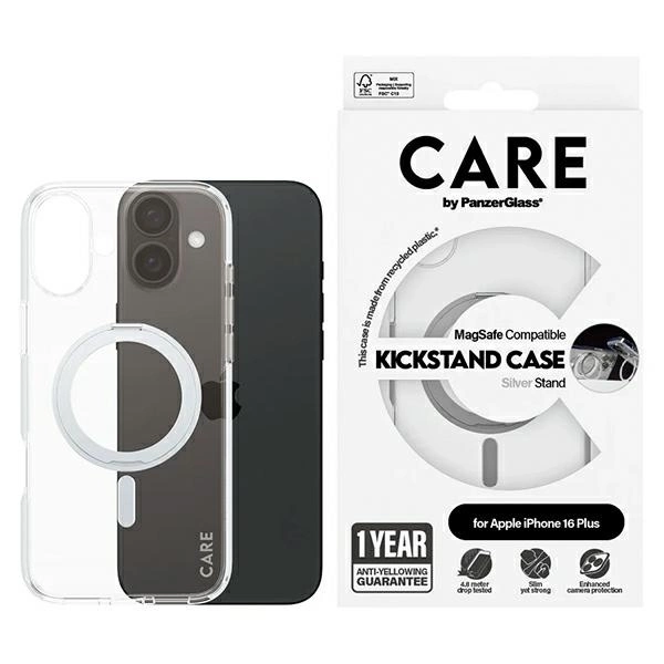 CARE by PanzerGlass Feature Kickstand Case iPhone 16 Plus 6.7" silver/silver MagSafe 1327eng