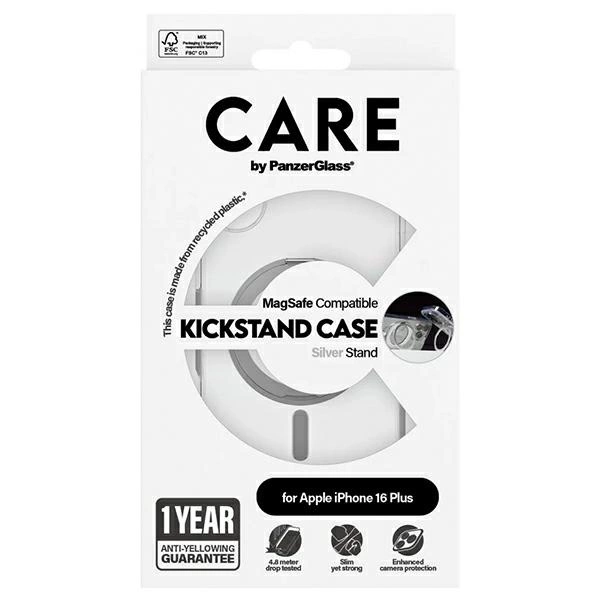 CARE by PanzerGlass Feature Kickstand Case iPhone 16 Plus 6.7" silver/silver MagSafe 1327eng