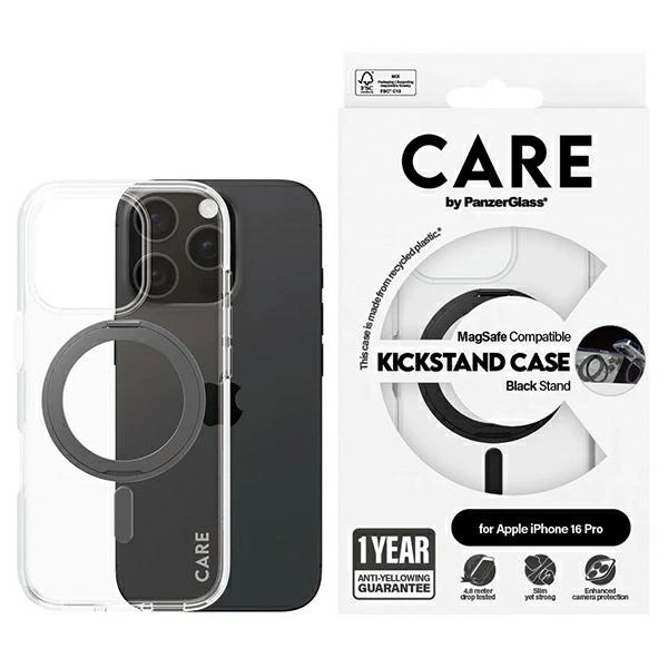 CARE by PanzerGlass Feature Kickstand Case iPhone 16 Pro 6.3" black/black MagSafe 1322eng