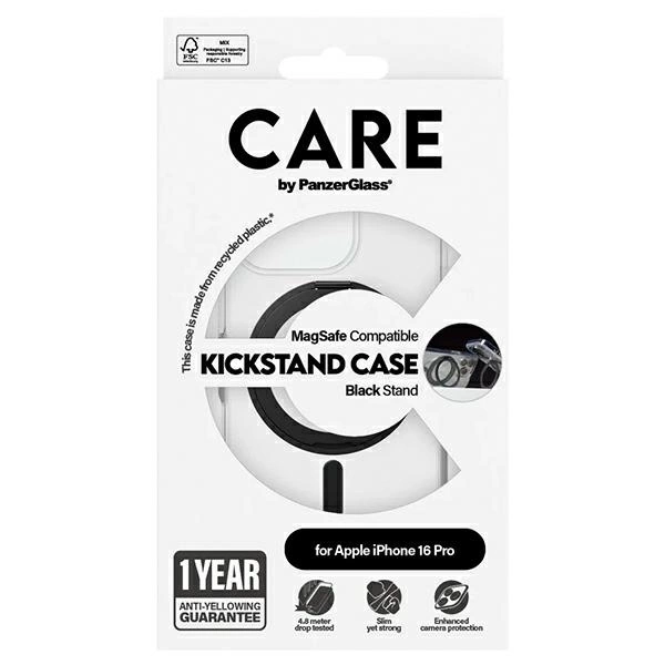 CARE by PanzerGlass Feature Kickstand Case iPhone 16 Pro 6.3" black/black MagSafe 1322eng