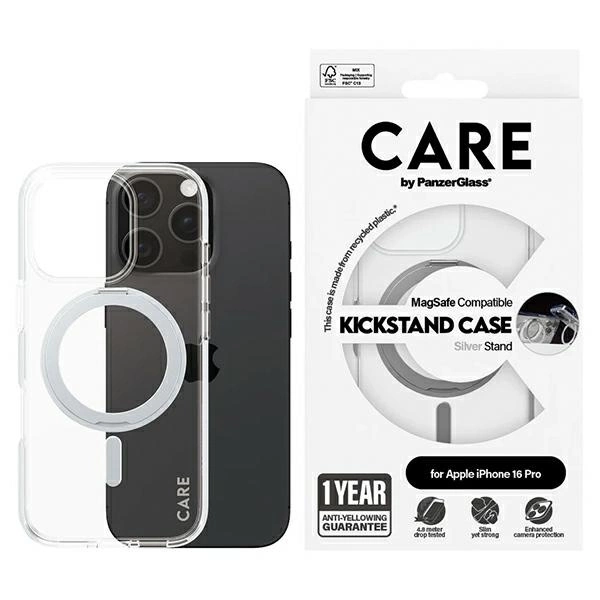 CARE by PanzerGlass Feature Kickstand Case iPhone 16 Pro 6.3" silver/silver MagSafe 1326eng