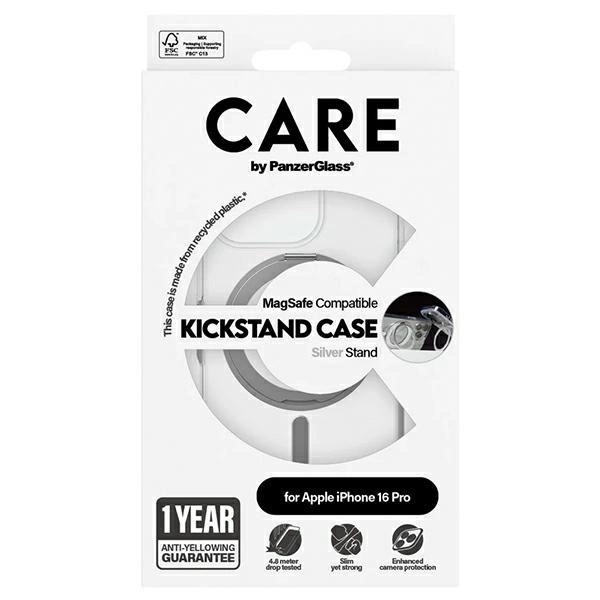CARE by PanzerGlass Feature Kickstand Case iPhone 16 Pro 6.3" silver/silver MagSafe 1326eng