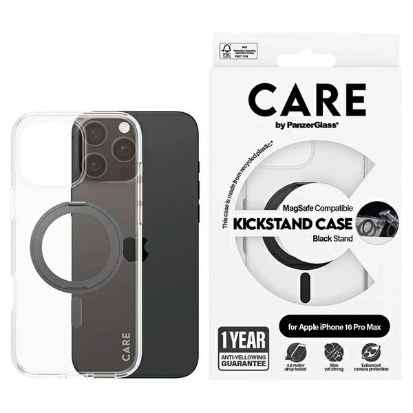 CARE by PanzerGlass Feature Kickstand Case iPhone 16 Pro Max 6.9" black/black MagSafe 1324eng