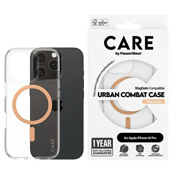 CARE by PanzerGlass Flagship Case iPhone 16 Pro 6.3" Peachy MagSafe 1374eng