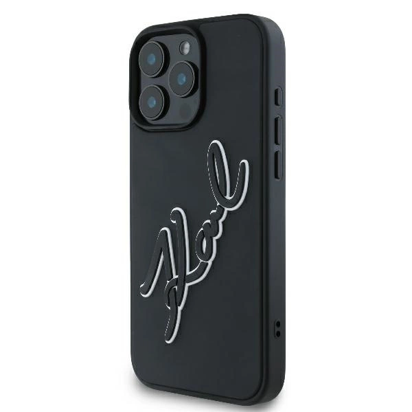 Karl Lagerfeld 3D Rubber Bicolor Signature iPhone 16 Pro Case - Blackeng