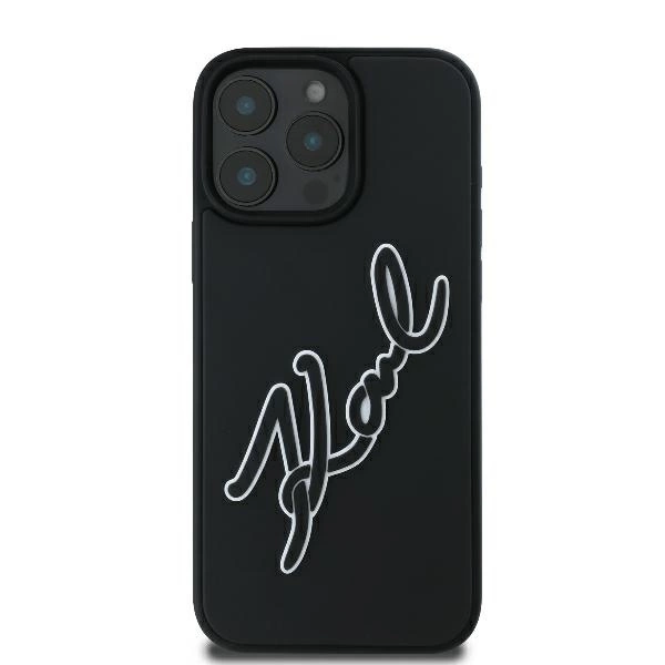 Karl Lagerfeld 3D Rubber Bicolor Signature iPhone 16 Pro Case - Blackeng