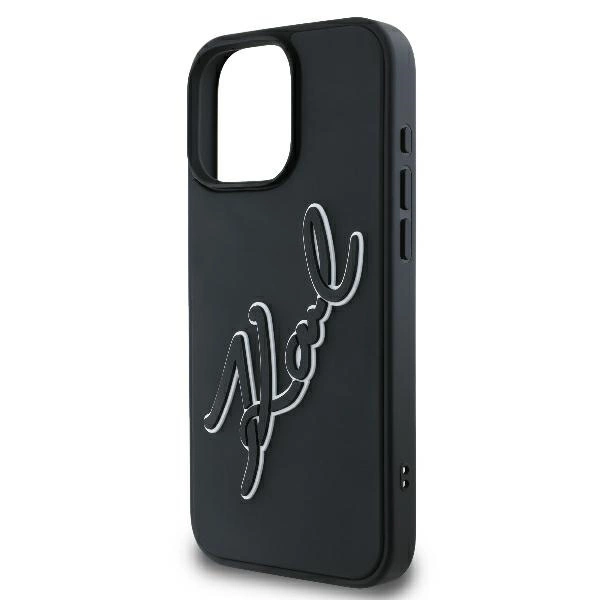 Karl Lagerfeld 3D Rubber Bicolor Signature iPhone 16 Pro Case - Blackeng